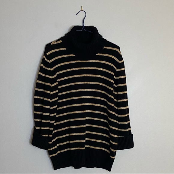 Jones New York Black and Gold Turtleneck Sweater - Picture 1 of 6